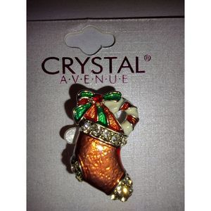 Crystal Avenue Christmas Stocking Pin / Brooch